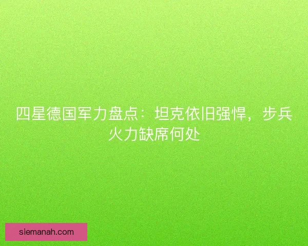 四星德国军力盘点：坦克依旧强悍，步兵火力缺席何处