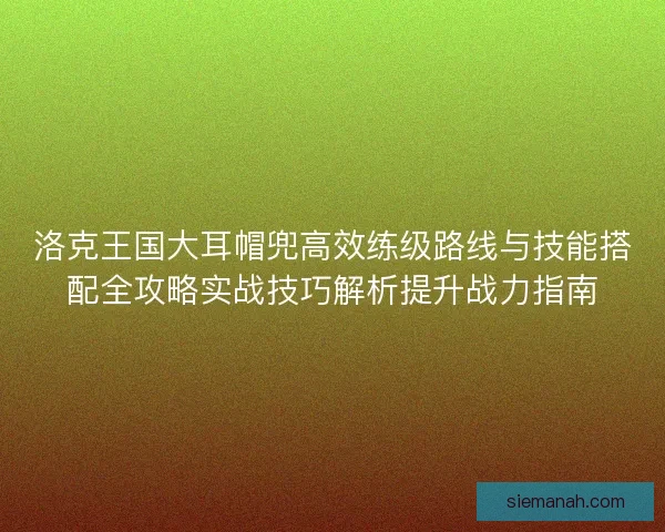 洛克王国大耳帽兜高效练级路线与技能搭配全攻略实战技巧解析提升战力指南