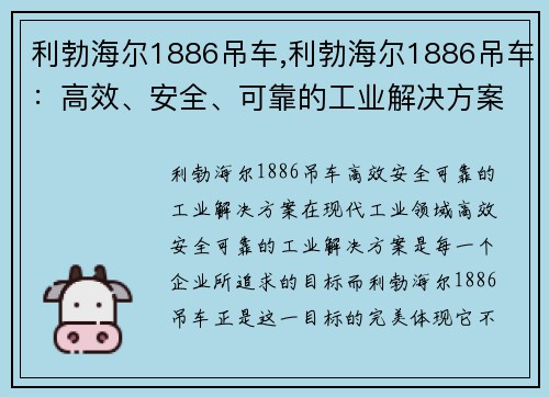 利勃海尔1886吊车,利勃海尔1886吊车：高效、安全、可靠的工业解决方案